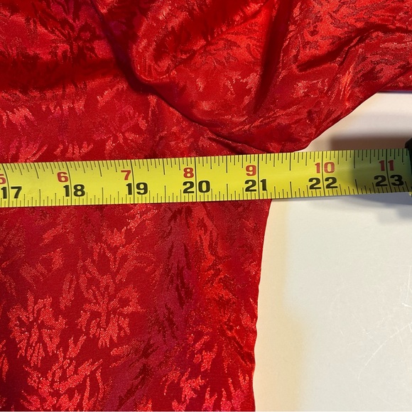 C'Est Ca! Womens Large Vintage Blouse Red Festive Party Working Girl Soft Shiny - Picture 8 of 11